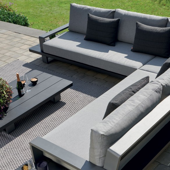FITZ ROY Lounge Set 5/6 Seater Aluminium Black and Anthracite with Armrests
