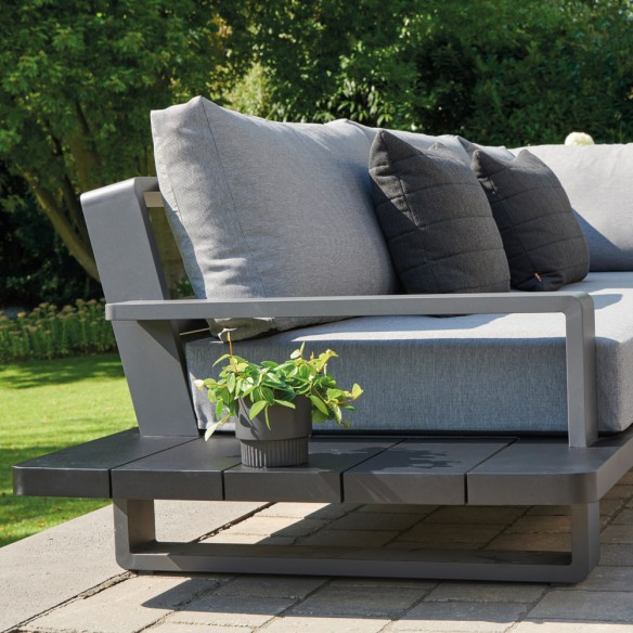FITZ ROY Lounge Set 5/6 Seater Aluminium Black and Anthracite with Armrests