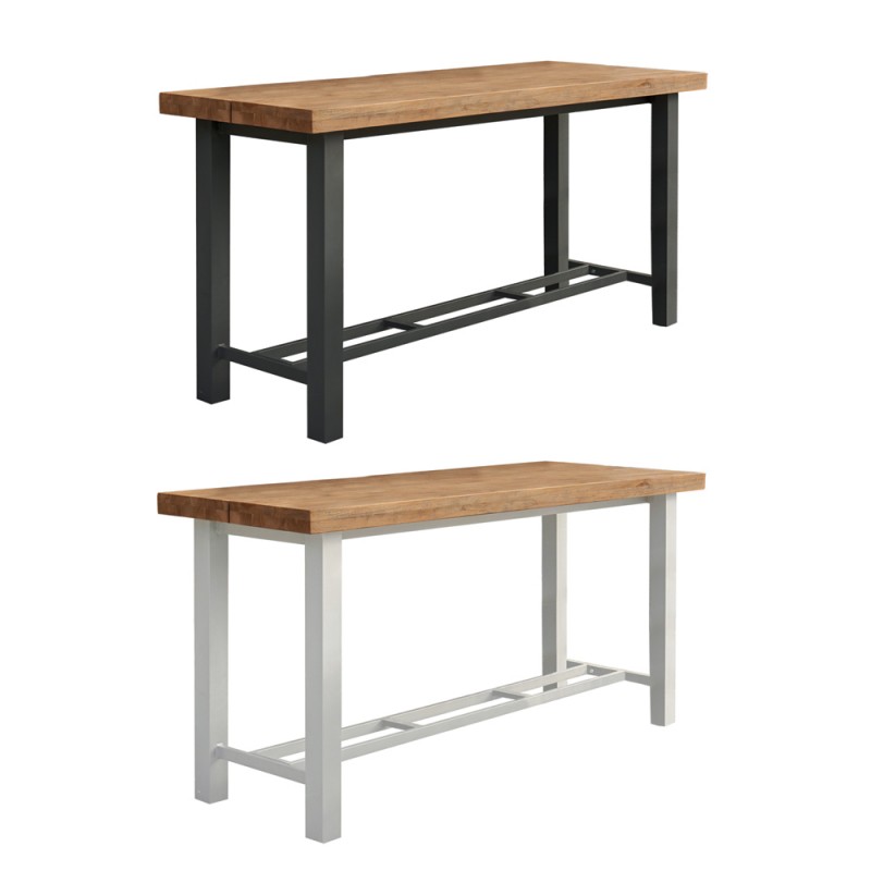 NEVADA Garden Bar Set in Teak and Anthracite Aluminum with 8 Stools