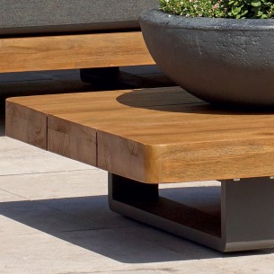 Table basse de jardin FITZ ROY rectangulaire en teck et aluminium anthracite L140cm 2