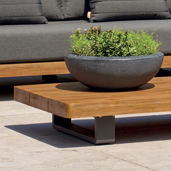 Table basse de jardin FITZ ROY rectangulaire en teck et aluminium anthracite L140cm