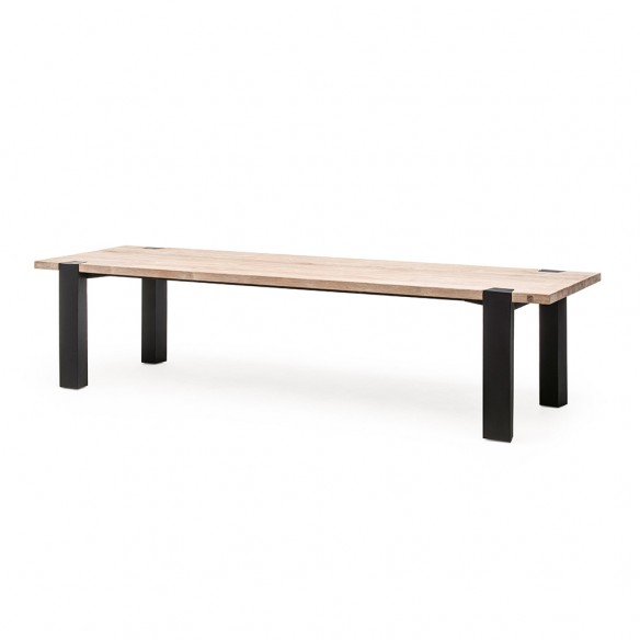 MAESTRO Outdoor Dining Table in Natural Reclaimed Teak and Smoked Teak Legs W330