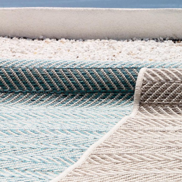 RYLANDER Turquoise Polypropylene Outdoor Rug