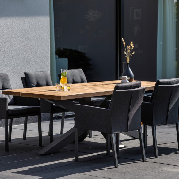 TIMOR Outdoor Dining Table 6 Seater Teak and Anthracite Aluminium W230