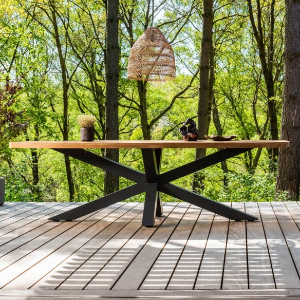 Outdoor Dining Set TIMOR table in teak/anthracite aluminum W260