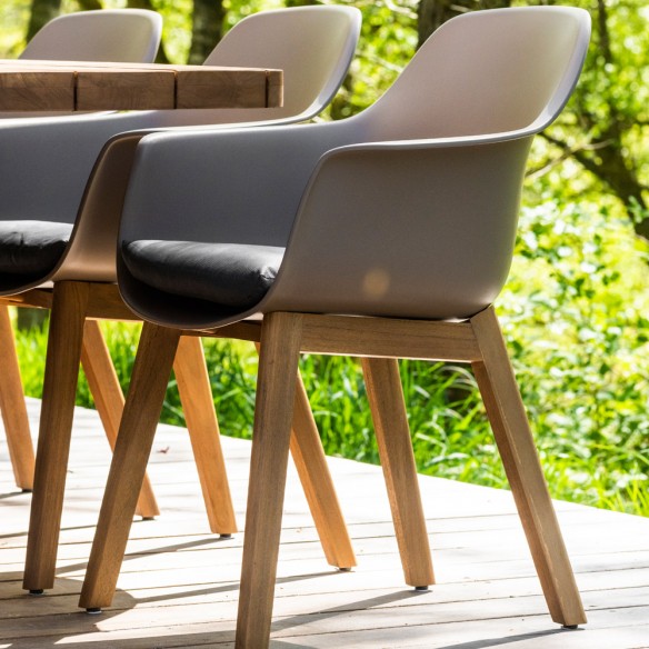 Ensemble Table de jardin TIMOR en teck/aluminium anthracite L260 et 8 chaises DENVER taupe