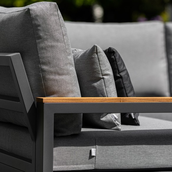 SOHO MISTGREY Lounge Set 5 Seater Aluminium Grey with Teak Armrests