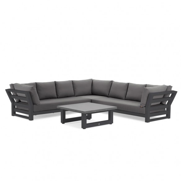 NEVADA MISTGREY Lounge Set 6 Seater Aluminium Grey with Concrete Look Ceramic Coffee Table