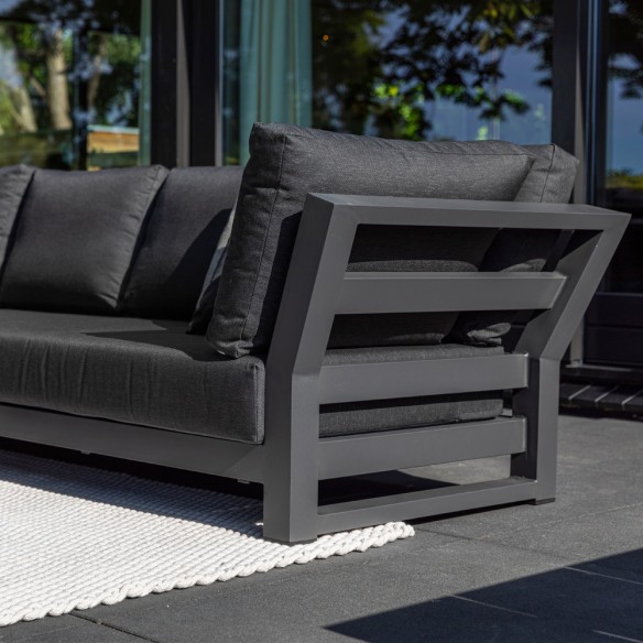NEVADA GRAPHITE Lounge Set 6 Seater Aluminium Grey with Concrete Look Ceramic Coffee Table
