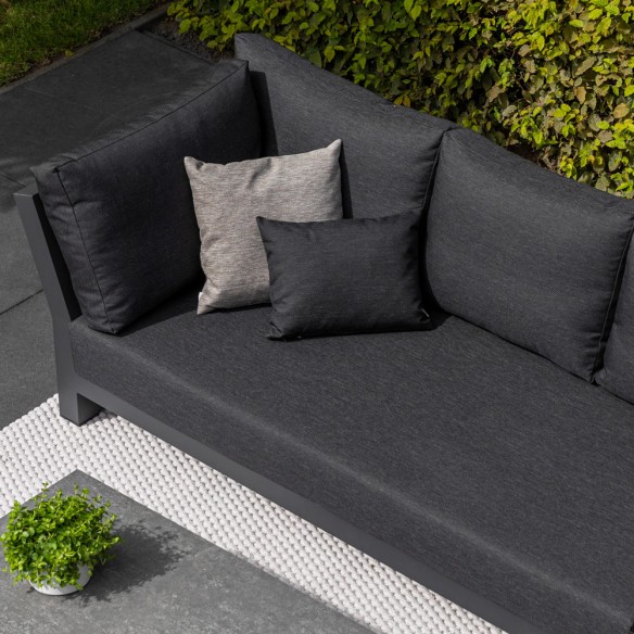Salon de jardin NEVADA GRAPHITE 6 places gris aluminium avec table basse en teck