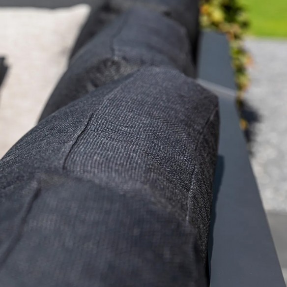 Salon de jardin NEVADA GRAPHITE 6 places gris aluminium avec table basse en teck