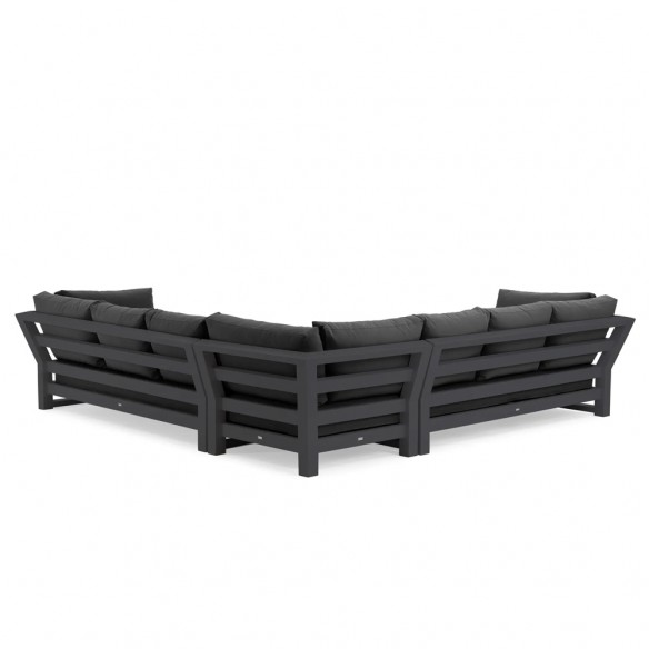 Salon de jardin NEVADA GRAPHITE 6 places gris aluminium avec table basse en teck