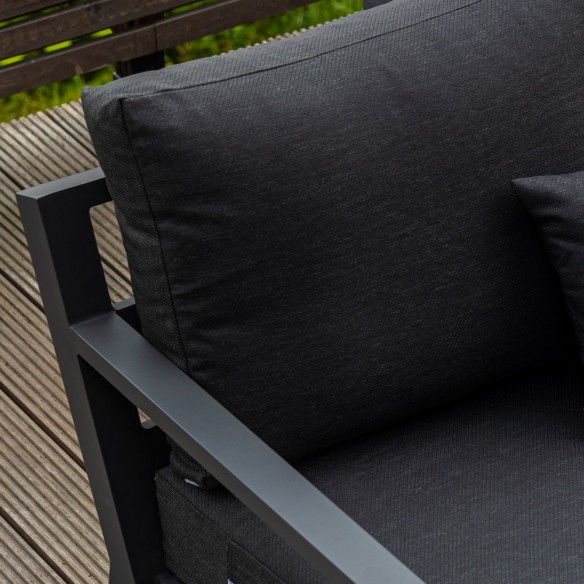 Salon de jardin TIMBER GRAPHITE 7 places gris aluminium avec table basse réglable en hauteur