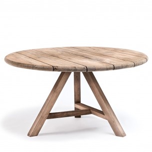 ANDY Round Outdoor Dining Table in Natural Reclaimed Teak D150 2