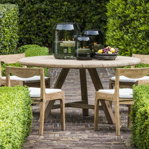 ANDY Round Outdoor Dining Table in Natural Reclaimed Teak D150