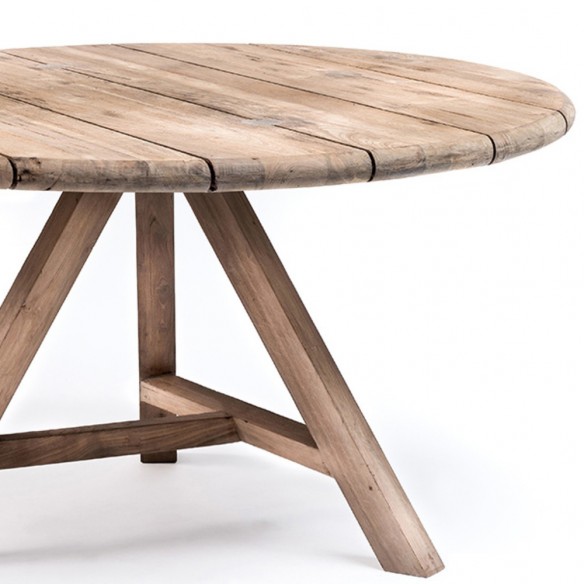ANDY Round Outdoor Dining Table in Natural Reclaimed Teak D150