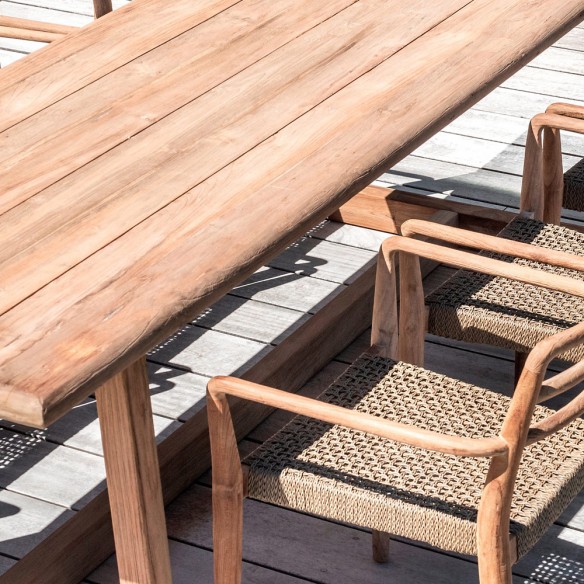 DELMON Outdoor Dining Table in Natural Reclaimed Teak W250