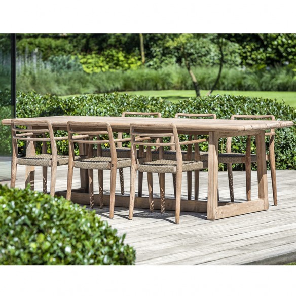 Table de jardin DELMON en teck recyclé gris naturel L250