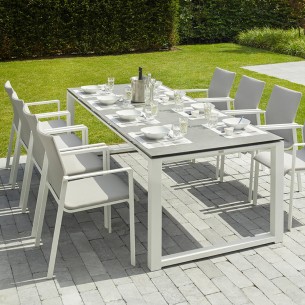 Chaise de jardin empilable en aluminium blanc et textilène