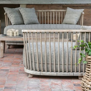 Salon de jardin CARLA en teck recyclé gris naturel 2