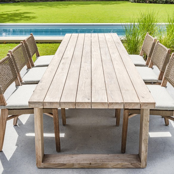 Chaise de jardin FLORA en teck recyclé avec coussin d’assise