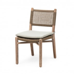 Chaise de jardin FLORA en teck recyclé avec coussin d’assise 2