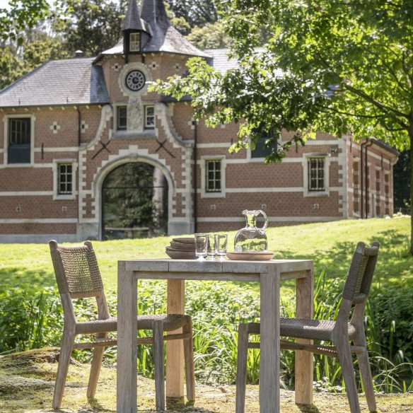 Chaise de jardin FLORA en teck recyclé avec coussin d’assise
