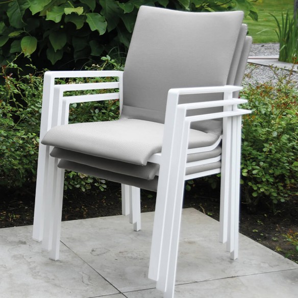 Stackable Garden Chair in White and Grey