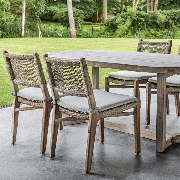 Chaise de jardin FLORA en teck recyclé avec coussin d’assise