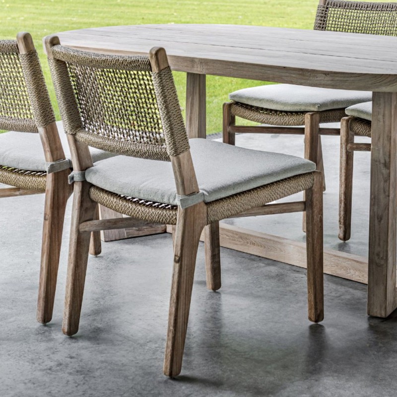 Chaise de jardin FLORA en teck recyclé avec coussin d’assise