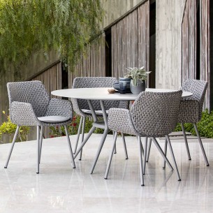 VIBE Garden Chair Light grey/grey/taupe Weave with Light Grey Cushion
