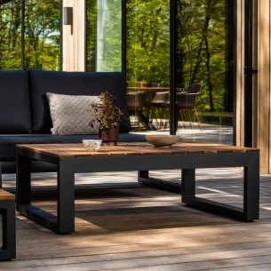 Salon de jardin SOHO CARBON 5 places gris aluminium avec tables d'appoint intégrées 2