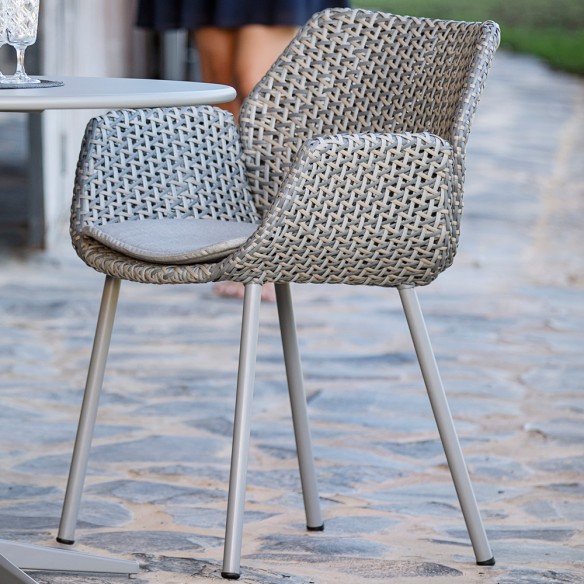 VIBE Garden Chair Light grey/grey/taupe Weave with Taupe Cushion