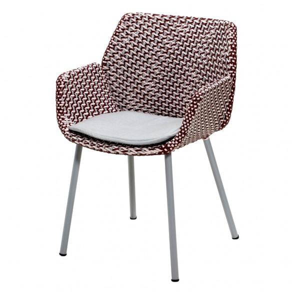 Chaise de jardin VIBE résine tressée gris clair/bordeaux/rose