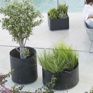 Cache-pot GROW en aluminium gris lave Diam 75cm 2