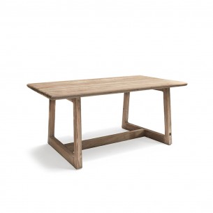 Table haute de jardin DELMON en teck recyclé gris naturel L180 2