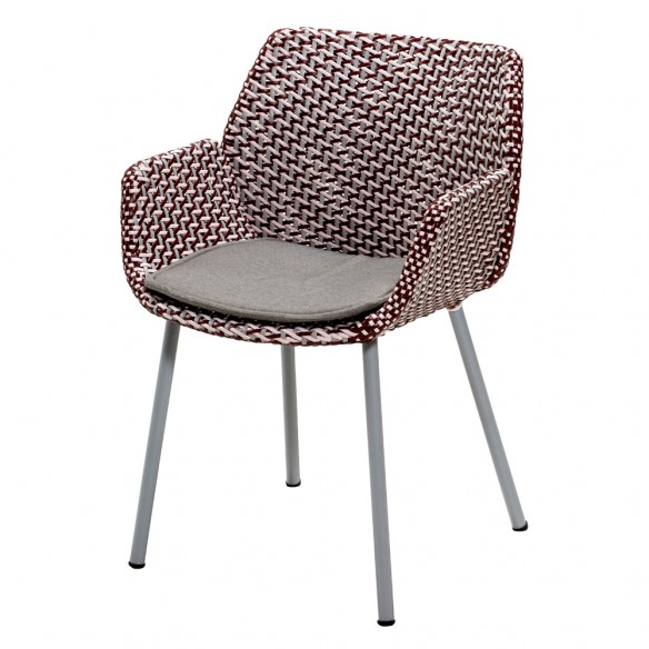 VIBE Garden Chair Light Grey/Bordeaux/Dusty Rose Weave with Taupe Cushion