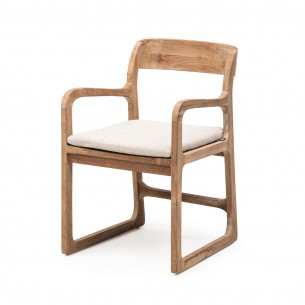 SONIA Dining Chair in Reclaimed Teak with Armrests and Seat Cushion 2