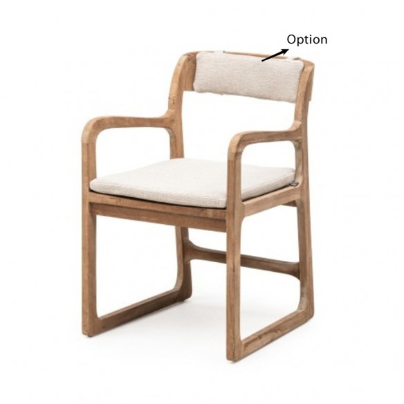 SONIA Dining Chair in Reclaimed Teak with Armrests and Seat Cushion