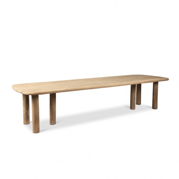 Table de jardin COLIN en teck recyclé gris naturel L350 H75cm