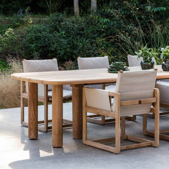 Table de jardin COLIN en teck recyclé gris naturel L350 H75cm