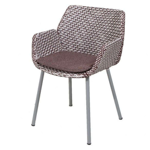 VIBE Garden Chair Light Grey/Bordeaux/Dusty Rose Weave with Bordeaux Cushion