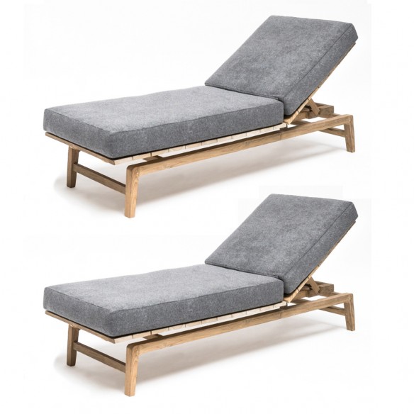 LAUSANNE Sun Loungers Duo in Natural Reclaimed Teak