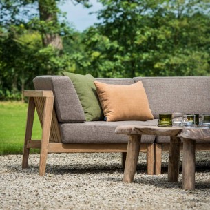 Salon de jardin LAUSANNE 7 places en teck recyclé gris naturel 2