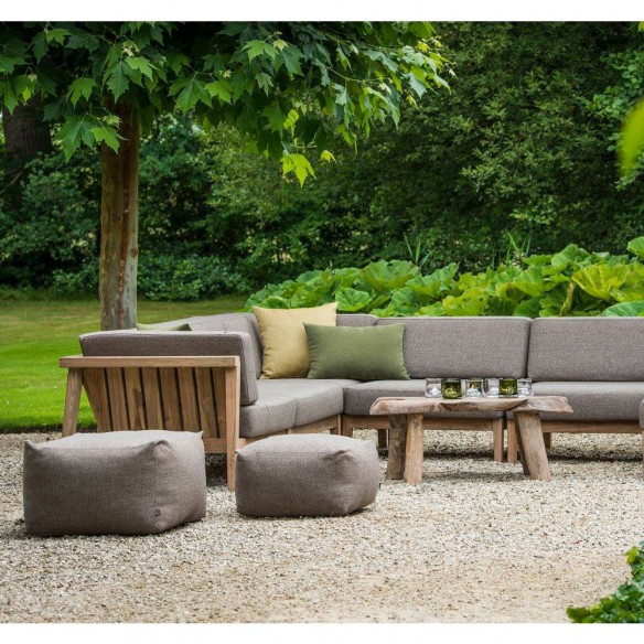 Salon de jardin LAUSANNE 7 places en teck recyclé gris naturel