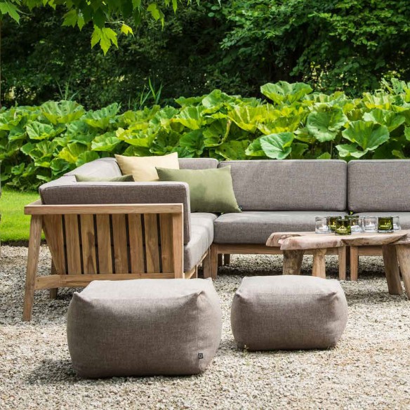 Salon de jardin LAUSANNE 7 places en teck recyclé gris naturel