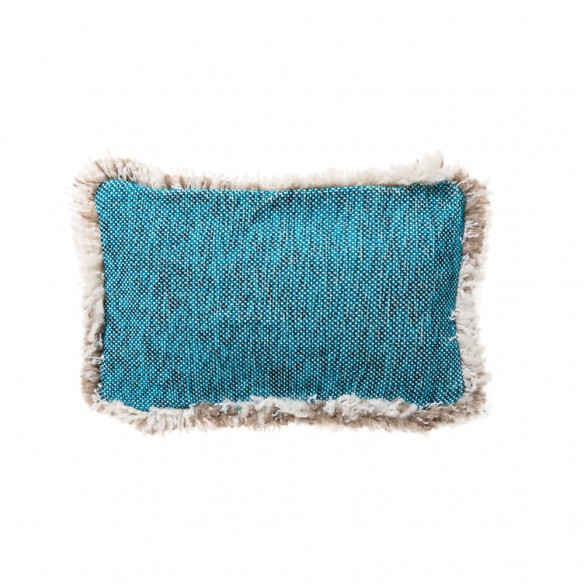 Coussin de décoration VELTY bleu paon 50x30cm