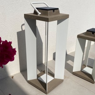 DURATEK Solar Lantern H65cm White Aluminium Rechargeable LED Adjustable Brightness 2