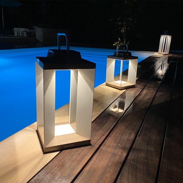 DURATEK Solar Lantern H65cm White Aluminium Rechargeable LED Adjustable Brightness
