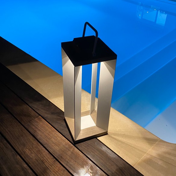 DURATEK Solar Lantern H65cm White Aluminium Rechargeable LED Adjustable Brightness
